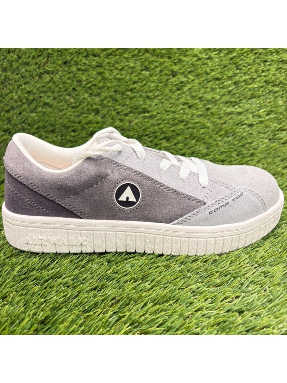 Airwalk Camino Womens Size 8D Gray White Suede Composite Toe Safety Work Shoes